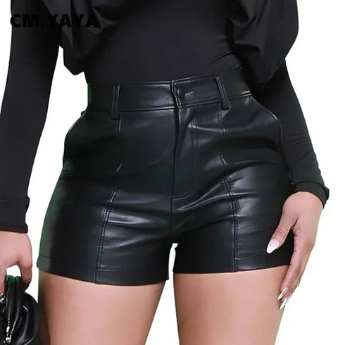 Faux Leather Short Trousers Pants women's.