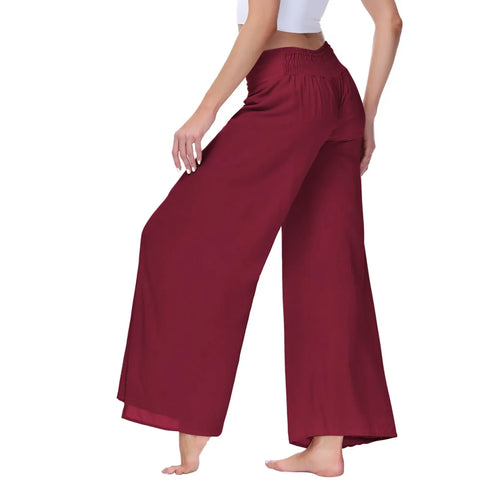 Women High Waisted Elastic Palazzo Pants.