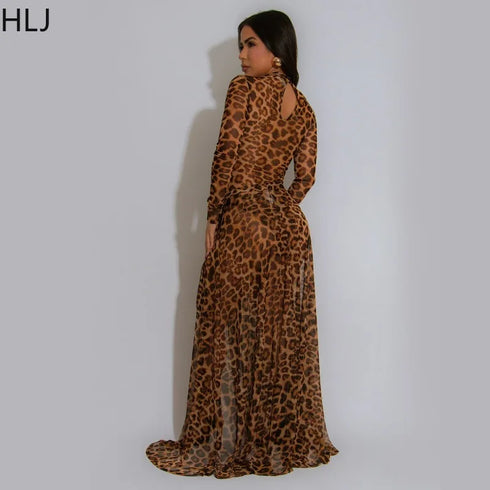 Women Sexy Leopard Long Dresses.