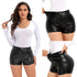 Sexy Stretch Faux Leather Shorts for Women