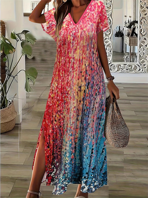 Women's V-Neck Dresses summer 2025.