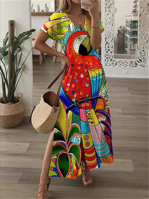 Women's V-Neck Dresses summer 2025.