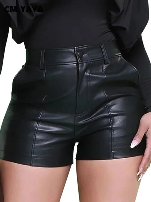 Faux Leather Short Trousers Pants women's.